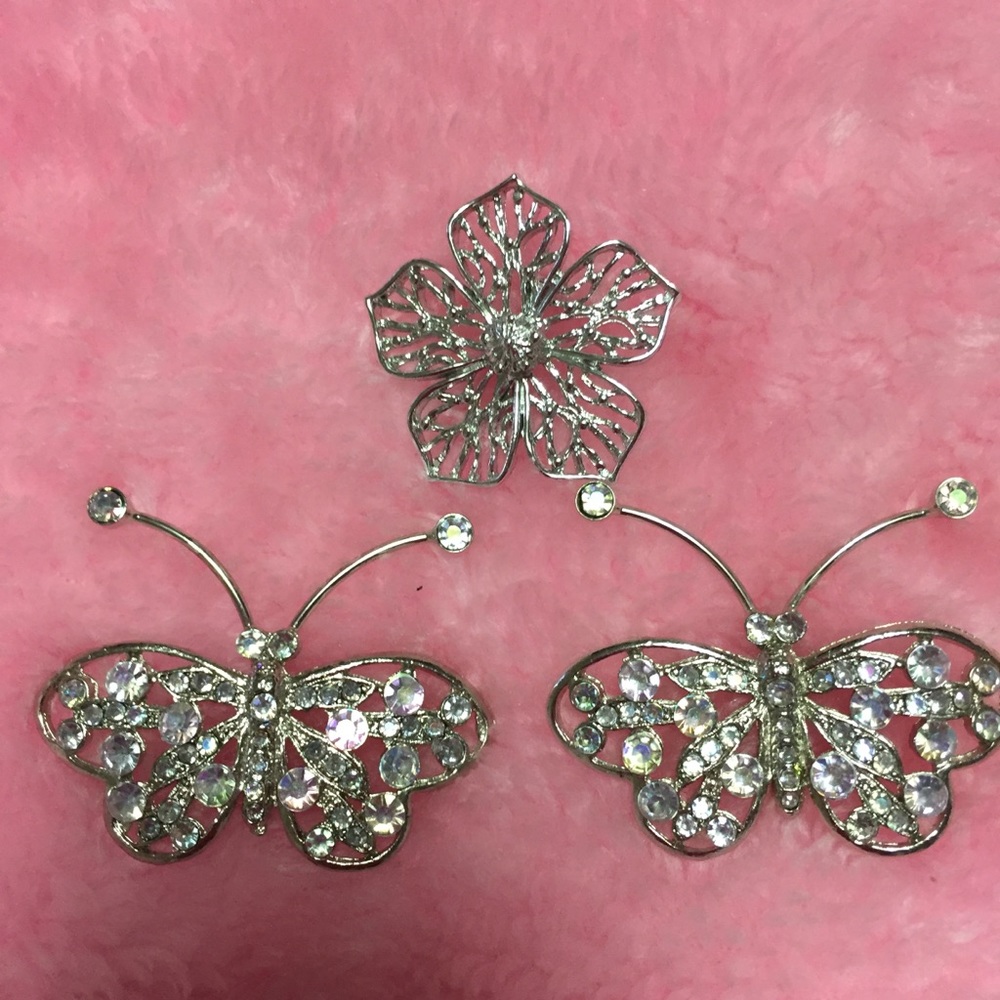 Butterflies Flower Brooch Pin Set